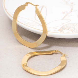 ONDOLA Gold hoop earrings wavy golden steel