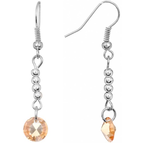 Boucles d'oreilles ORISOL Beige Silver Pendantes  Classique chic Argenté et Beige Rhodium Cristaux sertis