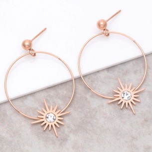 STELLA Pink Gold pendant earrings pink steel crystal star...