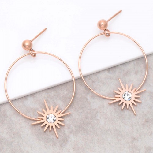 STELLA Pink Gold pendant earrings pink steel crystal star symbol
