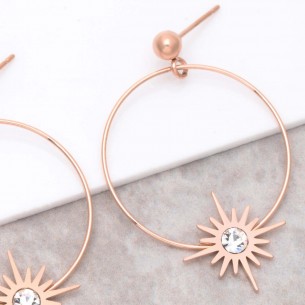 Bijoux boucle d'oreille Menthe À l'O STELLA Pink Gold  créoles pendantes acier inoxydable rosé symbole étoile Bijoux Sauvages 2