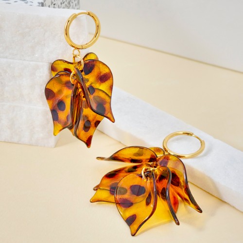 Boucles d'oreilles LEAVES BOUQUET Brown Gold...