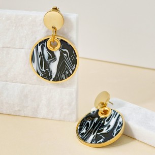 Boucles d'oreilles MARBUR STEEL Black & White Gold... 2