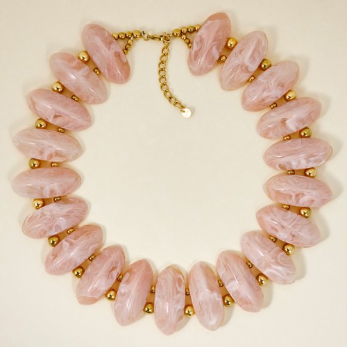 Collier STONIA STEEL Beige Gold Ras de cou...