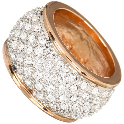 Bague REVOLIA White Gold Jonc pavé Bombé Doré...