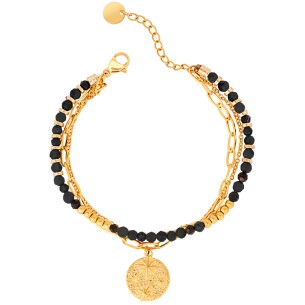 Bracelet GALAXIS CRYSTAL STEEL Black Gold Bracelet de...
