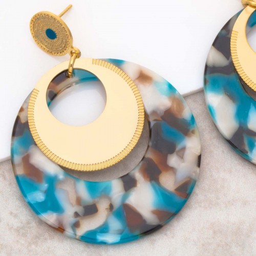 Bijoux boucle d'oreille Menthe À l'O LOLA Blue Gold pendantes acier doré Bijoux Sauvages