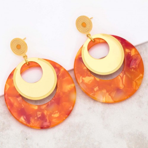 LOLA Orange Gold pendant earrings golden steel