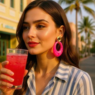 Boucles d'oreilles GELINA STEEL Rose Gold Pendantes... 2