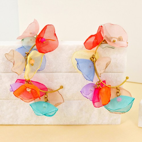 Boucles d'oreilles FLOWERS BOUQUET STEEL Color...