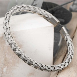 Bracelet KELVY Jonc réglable flexible Tressé Argenté... 2
