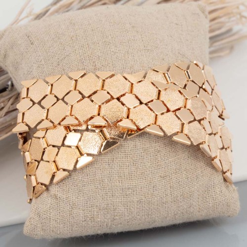 Bracelet SCALIE Gold Double tour pavés écailles Doré Laiton doré à l'or fin