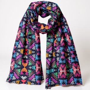 Foulard STREET Black Color étole en laine imprimée cœurs... 2