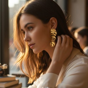 Boucles d'oreilles COCOLEAF Gold Pendantes ajourées...