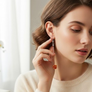 Boucles d'oreilles FLOR Mustard Yellow Silver Pendantes à... 2