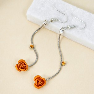 Boucles d'oreilles FLOR Mustard Yellow Silver Pendantes à...