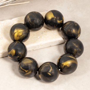 Bracelet CUBIX Black Gold Bracelet de perles souple Tie...