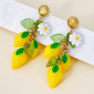 Boucles d'oreilles SICILO STEEL Yellow Gold Pendantes à...