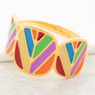 DALIS Colors Gold adjustable minimalist bangle ring...