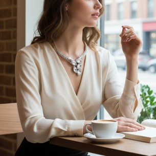 Collier BRIGHTEN White Silver Torque cercle pavé Rivière... 2