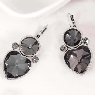 Boucles d'oreilles OLISTAR Grey Silver Dormeuses courtes...
