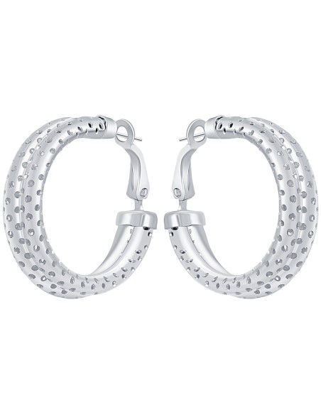 Boucles d'oreilles LORENE DOUBLE Silver Créoles tubes Double tube percé Argenté Laiton argenté