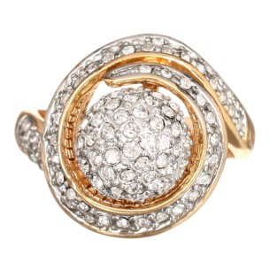 Bague BURGESA White Gold Cocktail pavé enroulé Doré et Blanc Doré à l'or fin Cristal 2