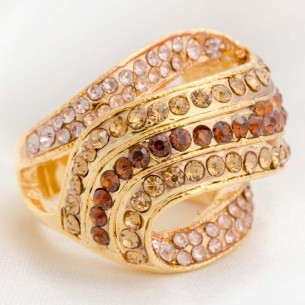 Bague LUMINOSA Beige Topaz Gold Cocktail pavé Contemporain Doré et Beige Topaze Rhodium Cristal