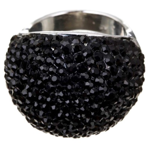 Bague DOMIA Black Silver Cocktail pavé Dôme...