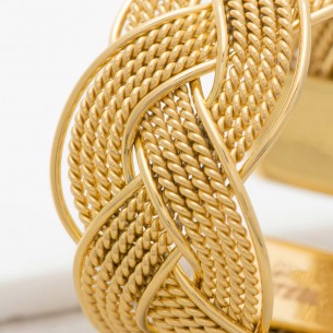 Bijoux bague NATANE Gold Menthe À l'O jonc réglable acier inoxydable tresse doré Bijoux Sauvages 2