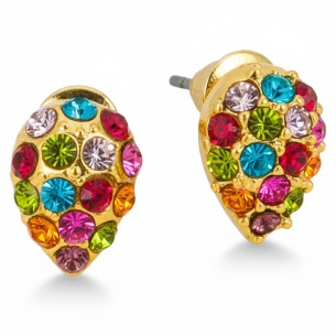 Boucles d'oreilles FILINE Color Gold Puces pavées Goutte...