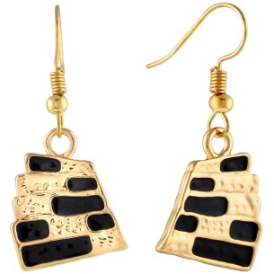 Boucles d'oreilles JAYANE Black Gold Pendantes courtes Contemporain Doré et Noir Laiton doré à l'or fin
