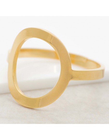 Bijoux bague OLEA Gold Menthe À l'O jonc réglable acier inoxydable doré anneau ajouré Bijoux Sauvages