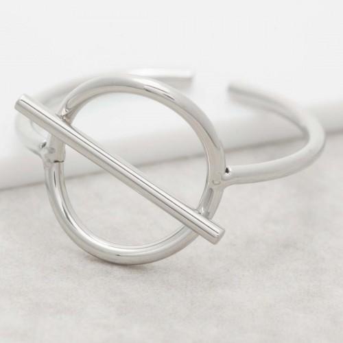 JUPITER Silver minimalist adjustable bangle ring silver steel
