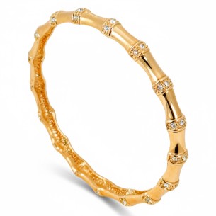 Bracelet BAMBOS White Gold Jonc rigide Bambou Doré et...