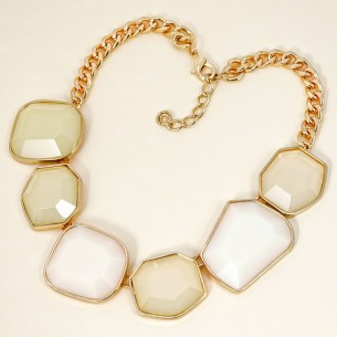 Collier SOGANE Off-White Gold Plastron pavé Cabochons...