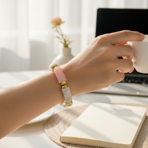 Bracelet DAMBOS Light Pink Gold Bracelet de perles souple... 2