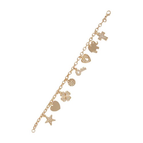 Bracelet ALL CHANCE White Gold Bracelet chaine souple Porte-bonheur Doré et Blanc Doré à l'or fin Cristal