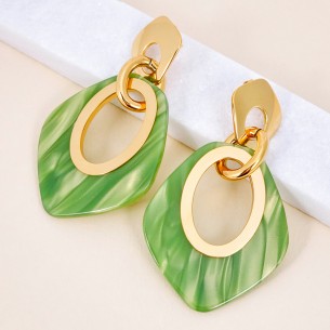Boucles d'oreilles GELINA STEEL Light Green Gold...