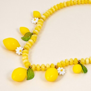 Collier MENTONE STEEL Yellow Ras de cou collier de perles...