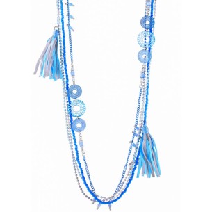 Collier PRAYA DO MAR Sky Blue Silver Sautoir multirangs à...
