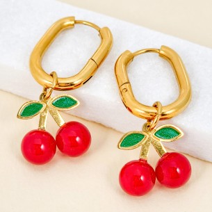 Boucles d'oreilles AMARENE STEEL Red Gold Créoles à...