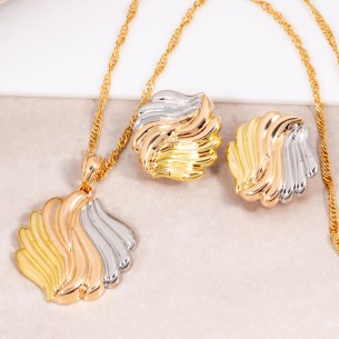 Parure ELISO All Gold Ras de cou pendentif et boucles...