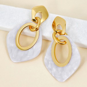 Boucles d'oreilles GELINA STEEL White Grey Gold Pendantes... 2
