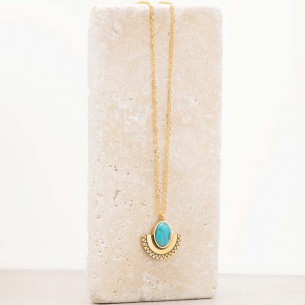 Bijoux collier Ethnique fin court NAELI Blue Gold Menthe À l'O acier inoxydable doré bleu Turquoise Bijoux Sauvages 2