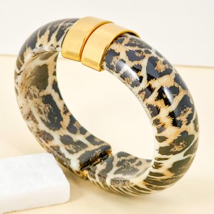 Bracelet PIEDRAL STEEL Brown Gold Jonc rigide Imprimé...
