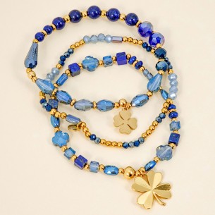 Bracelet LUCKOS STEEL Blue Gold Bracelet pendentif...