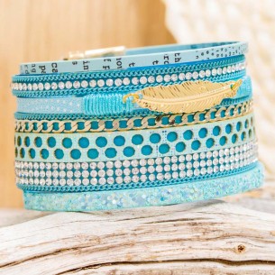Bracelet ETHNOGOS Turquoise Gold Manchette souple... 2