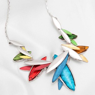 Collier LEAVES THE WAY Color Silver Plastron pavé...