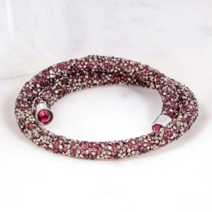 Bracelet SIBERIA DOUBLE CRYSTAL Purple Silver Double Tour...